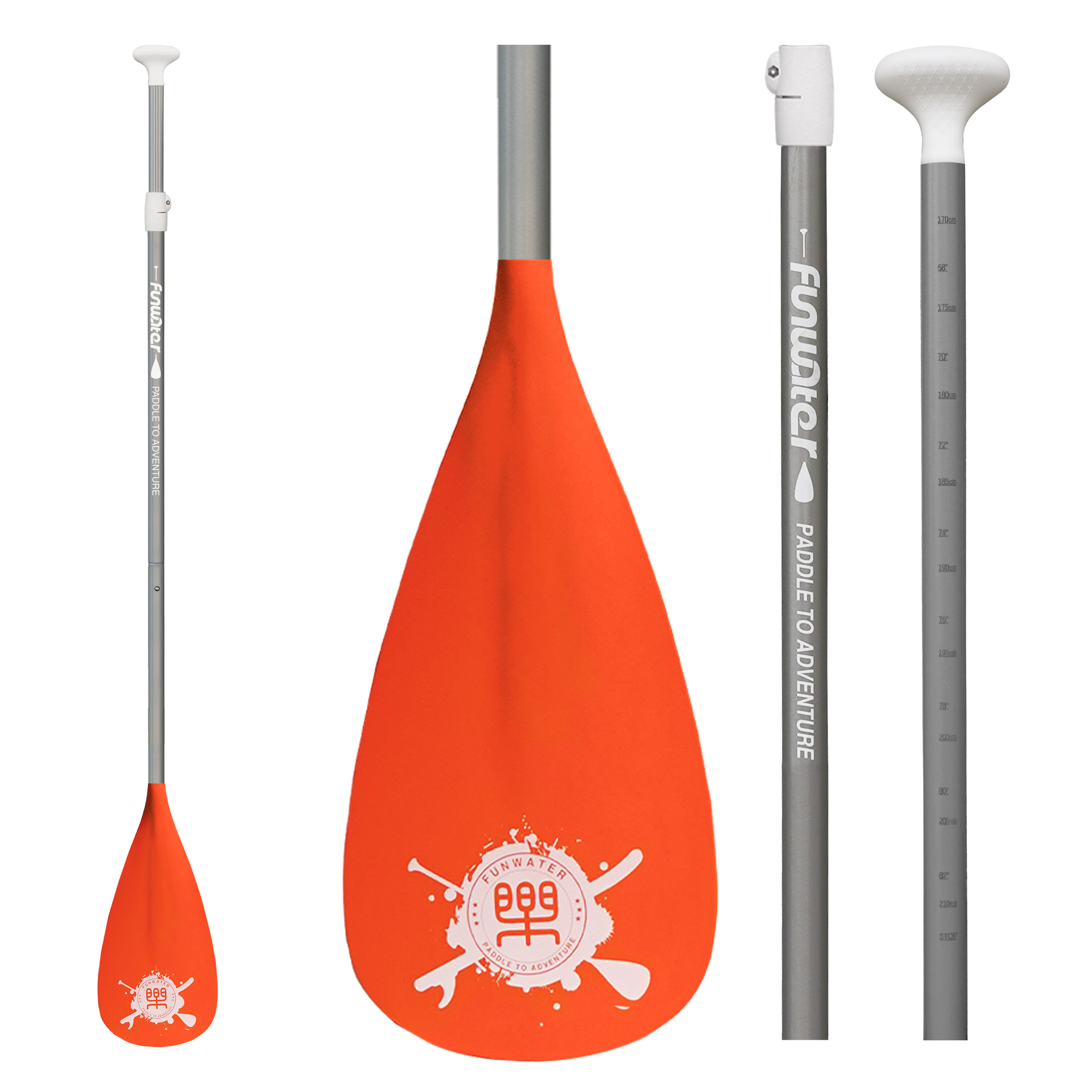 Orange single-headed oars - silver oars